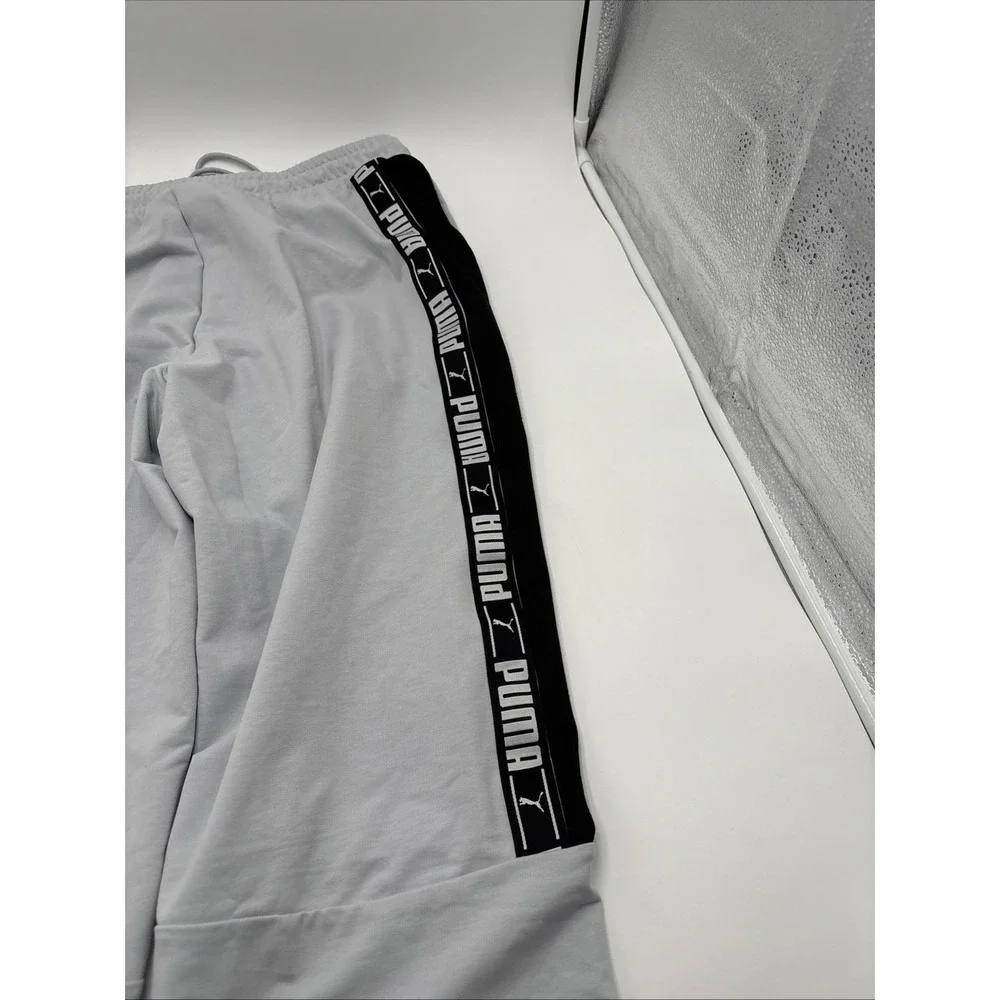 PUMA Stretchlite Size Large Platinum Gray with Black Side Logo Men's Sweat Pants